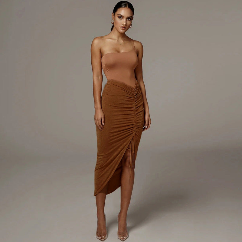 Women Solid High-Low Midi Length Pencil Skirt