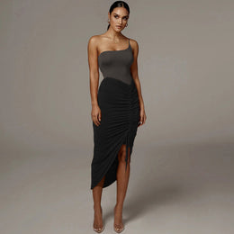 Midi Length Front Slit Pencil Skirt