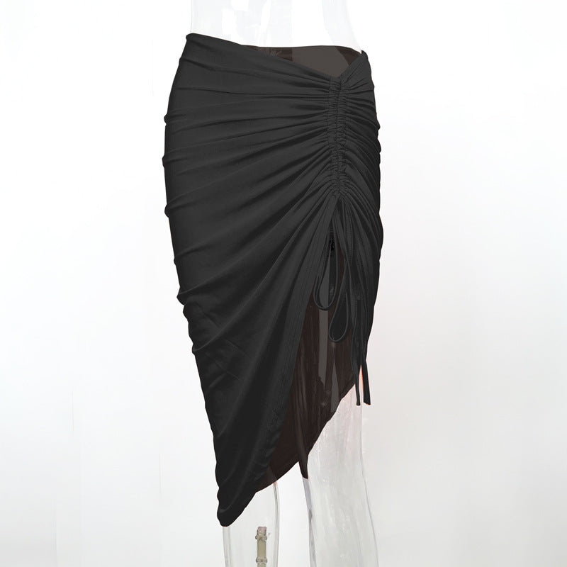 Midi Length Front Slit Pencil Skirt