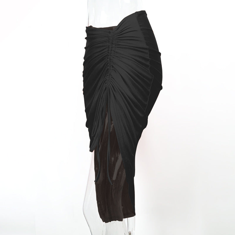 Midi Length Front Slit Pencil Skirt