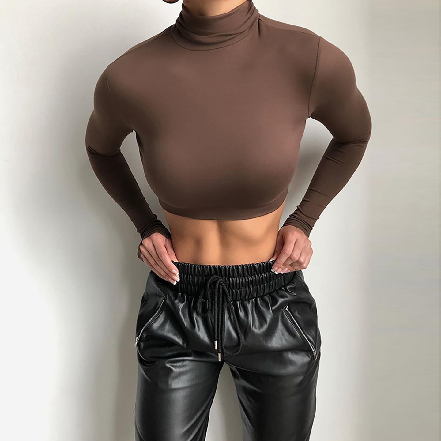 Women Solid High Neck Top