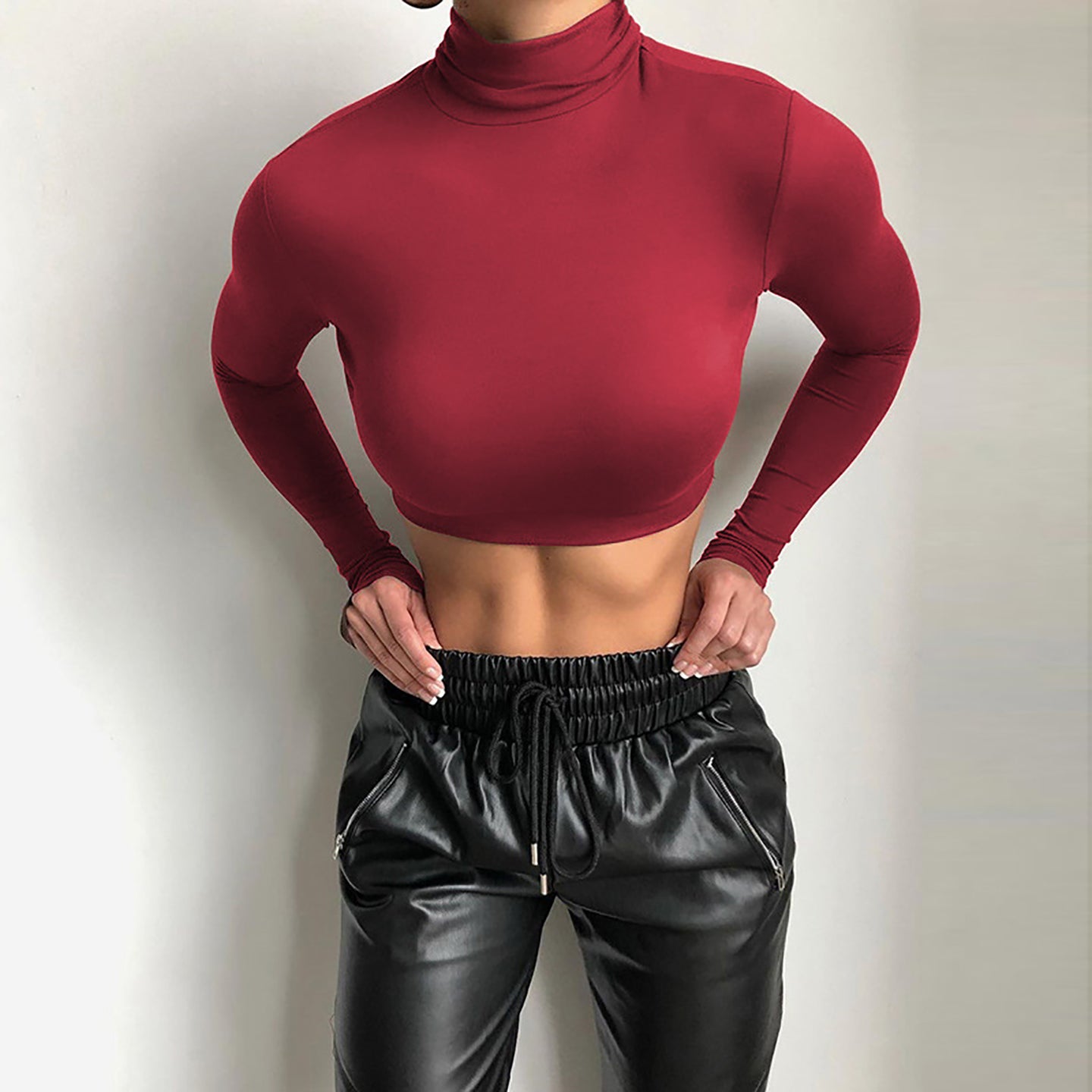 Women Solid High Neck Top