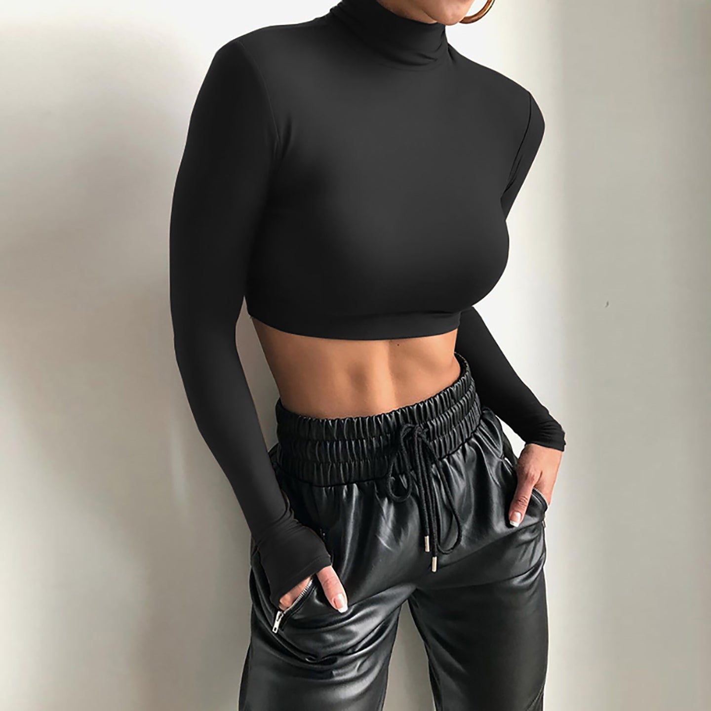 Women Solid High Neck Top