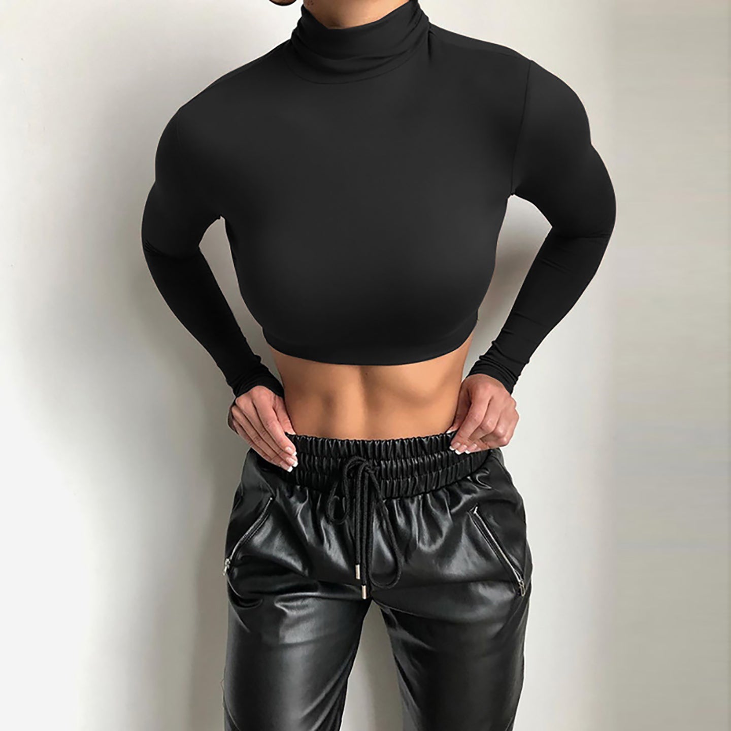 Women Solid High Neck Top