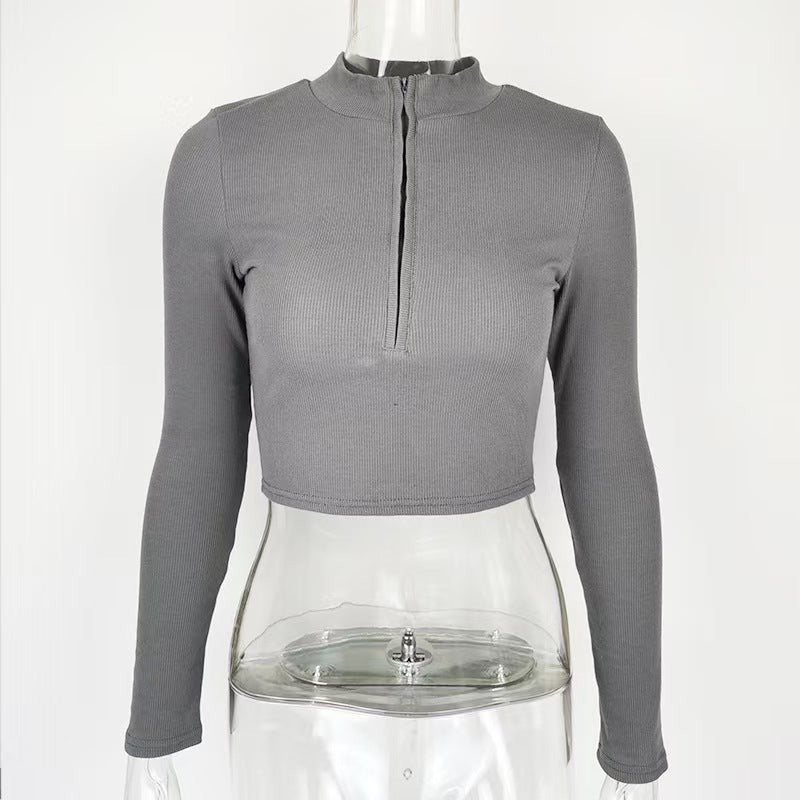 Women Solid High Neck Cotton Top