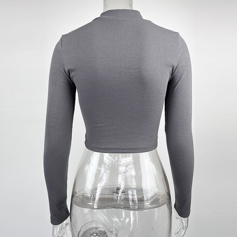 Women Solid High Neck Cotton Top