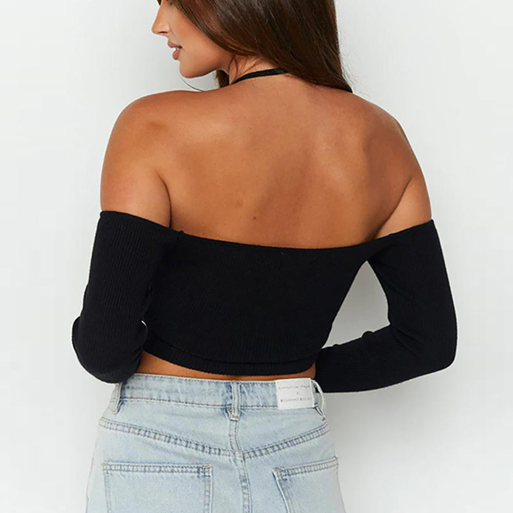 Women Vertical Striped Off-Shoulder Cotton Top