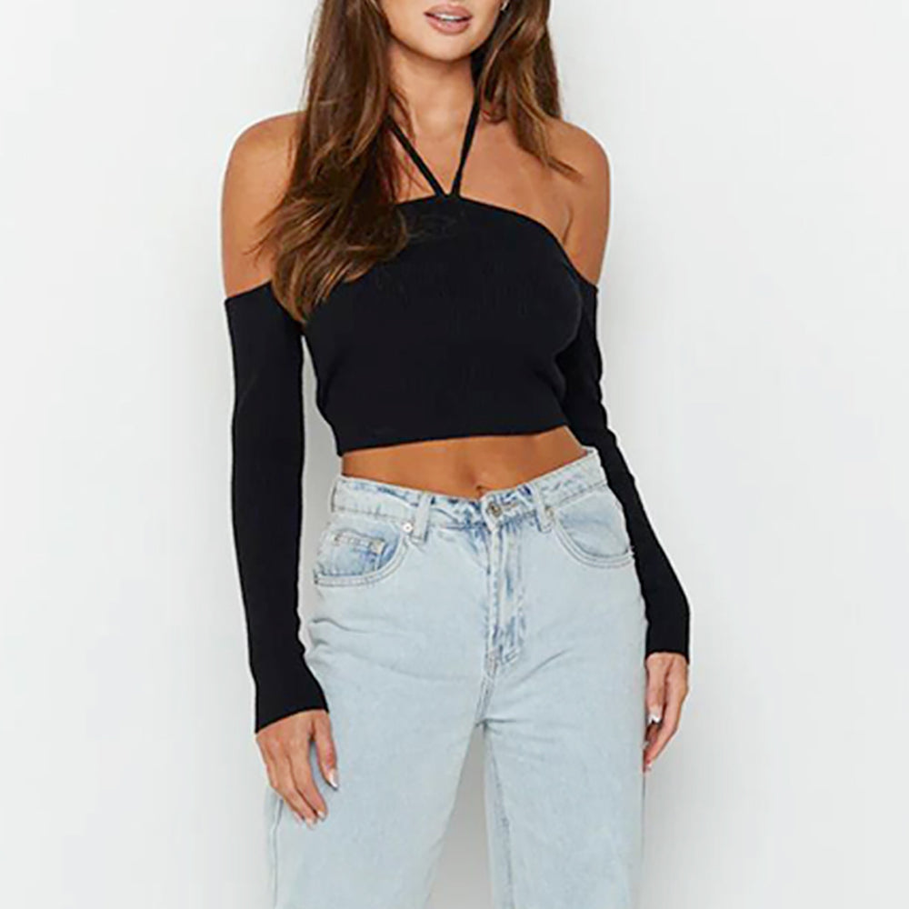 Women Vertical Striped Off-Shoulder Cotton Top