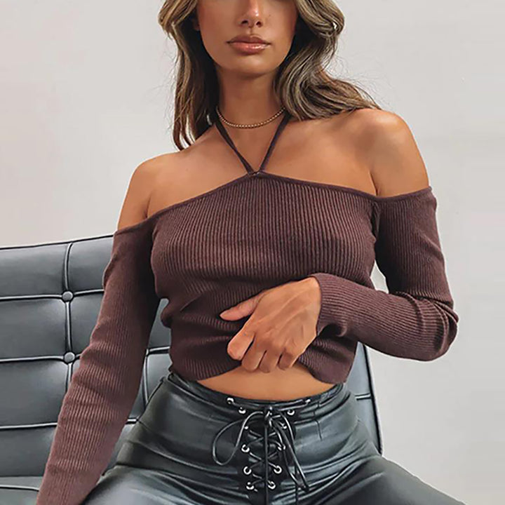 Women Solid Halter Neck Cotton Top