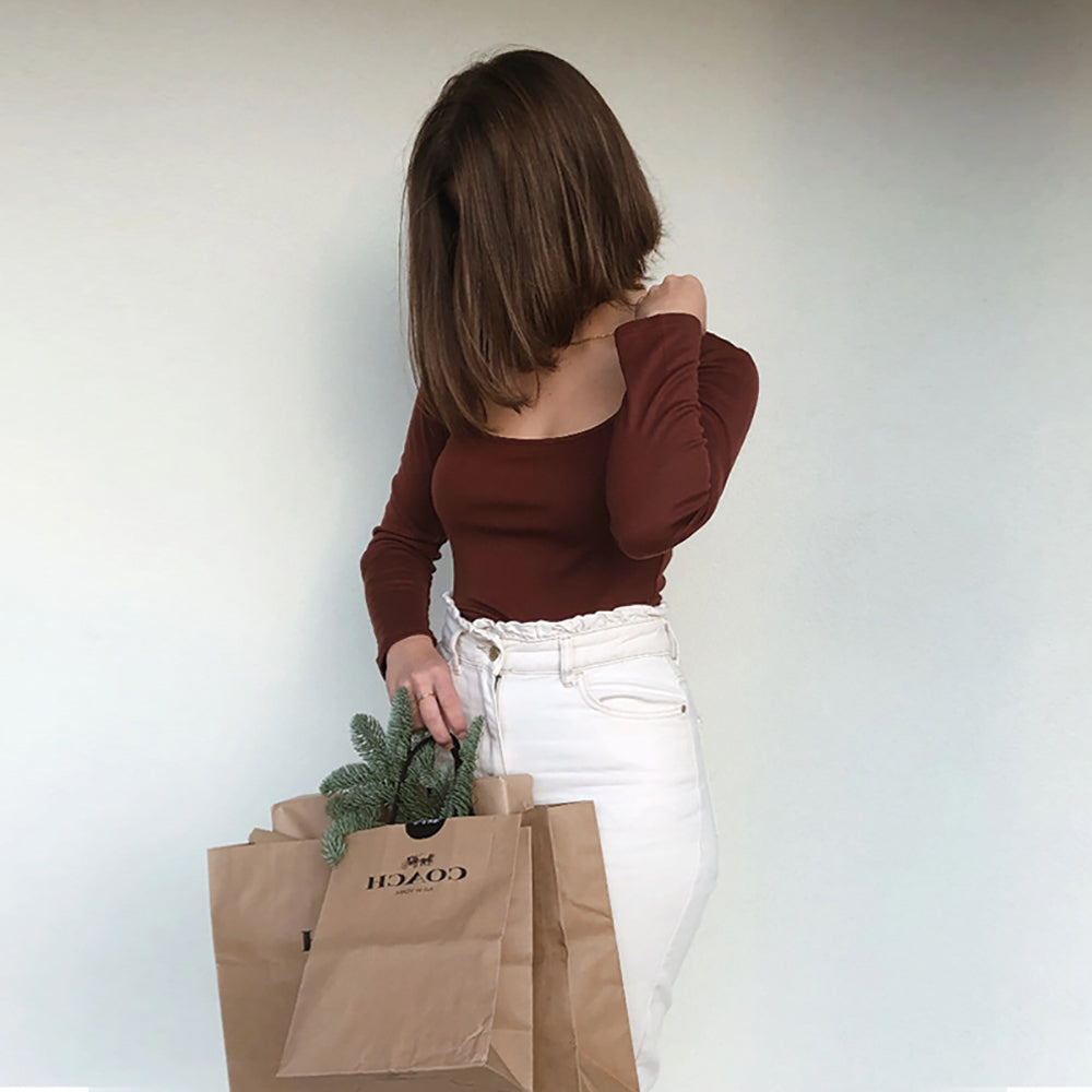 Women Solid Scoop Neck Top