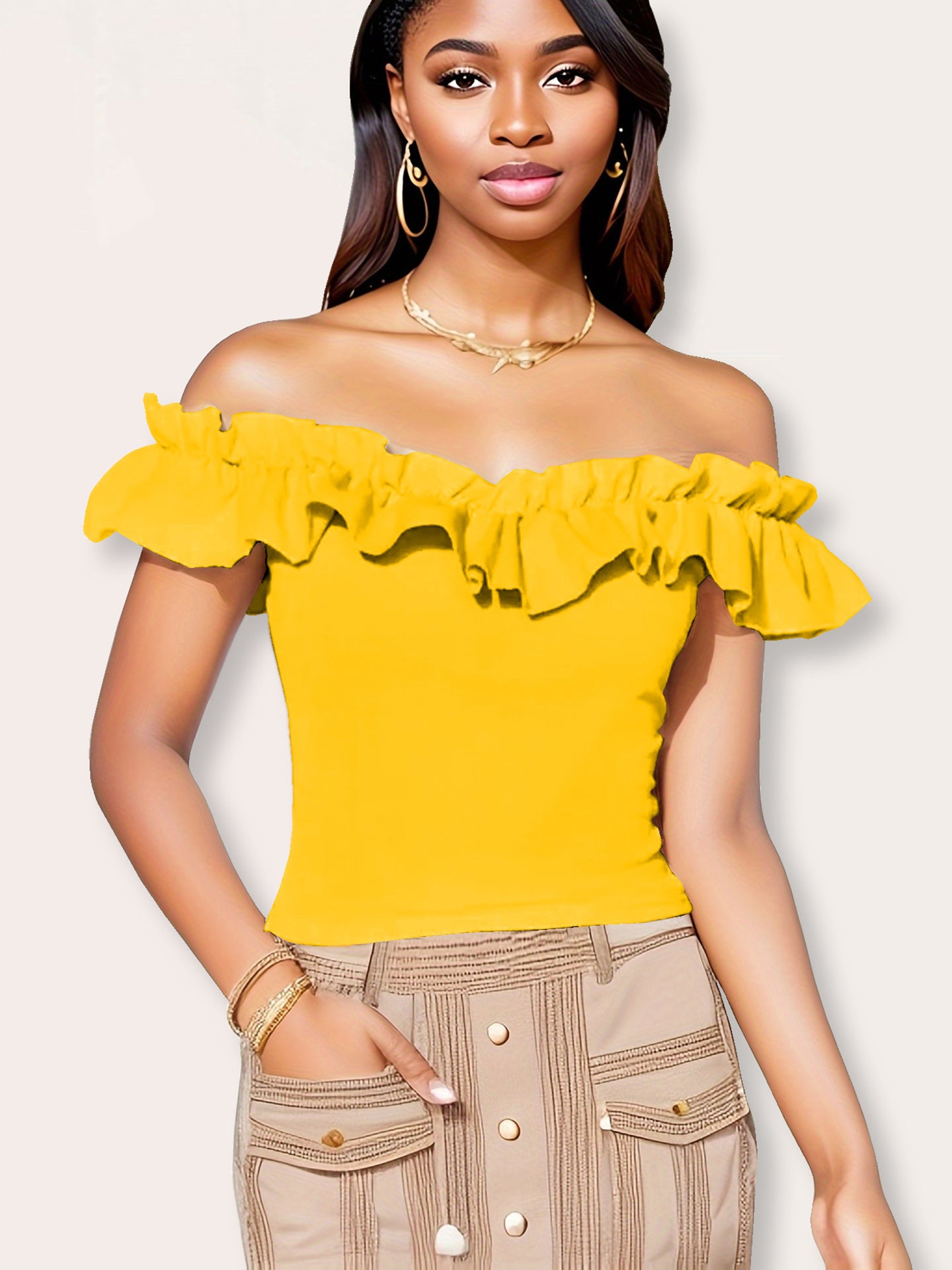 Women Solid Off-Shoulder Top