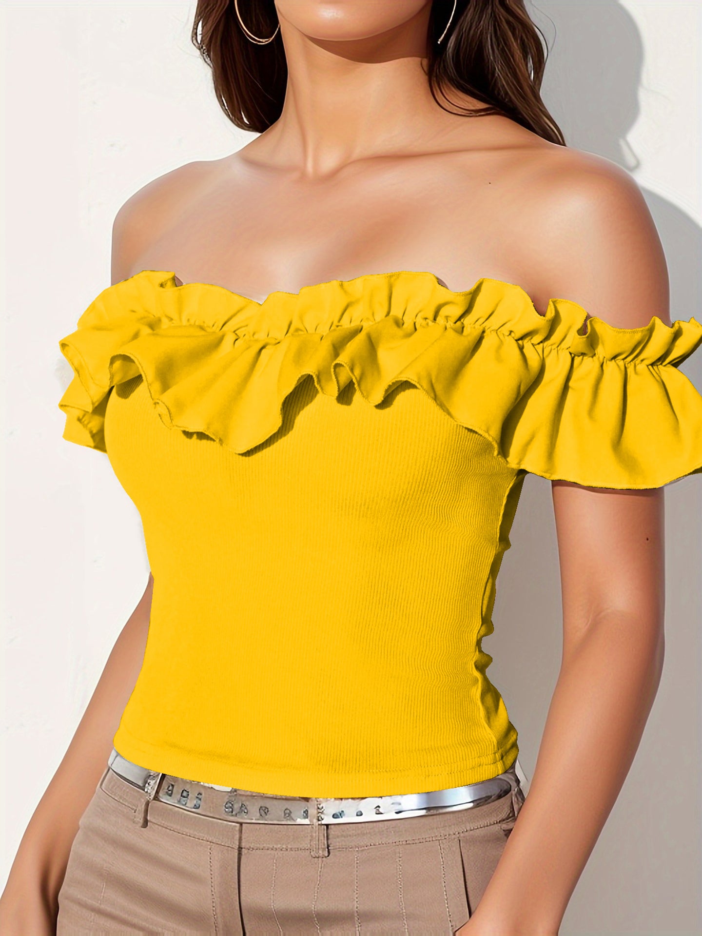 Women Solid Off-Shoulder Top