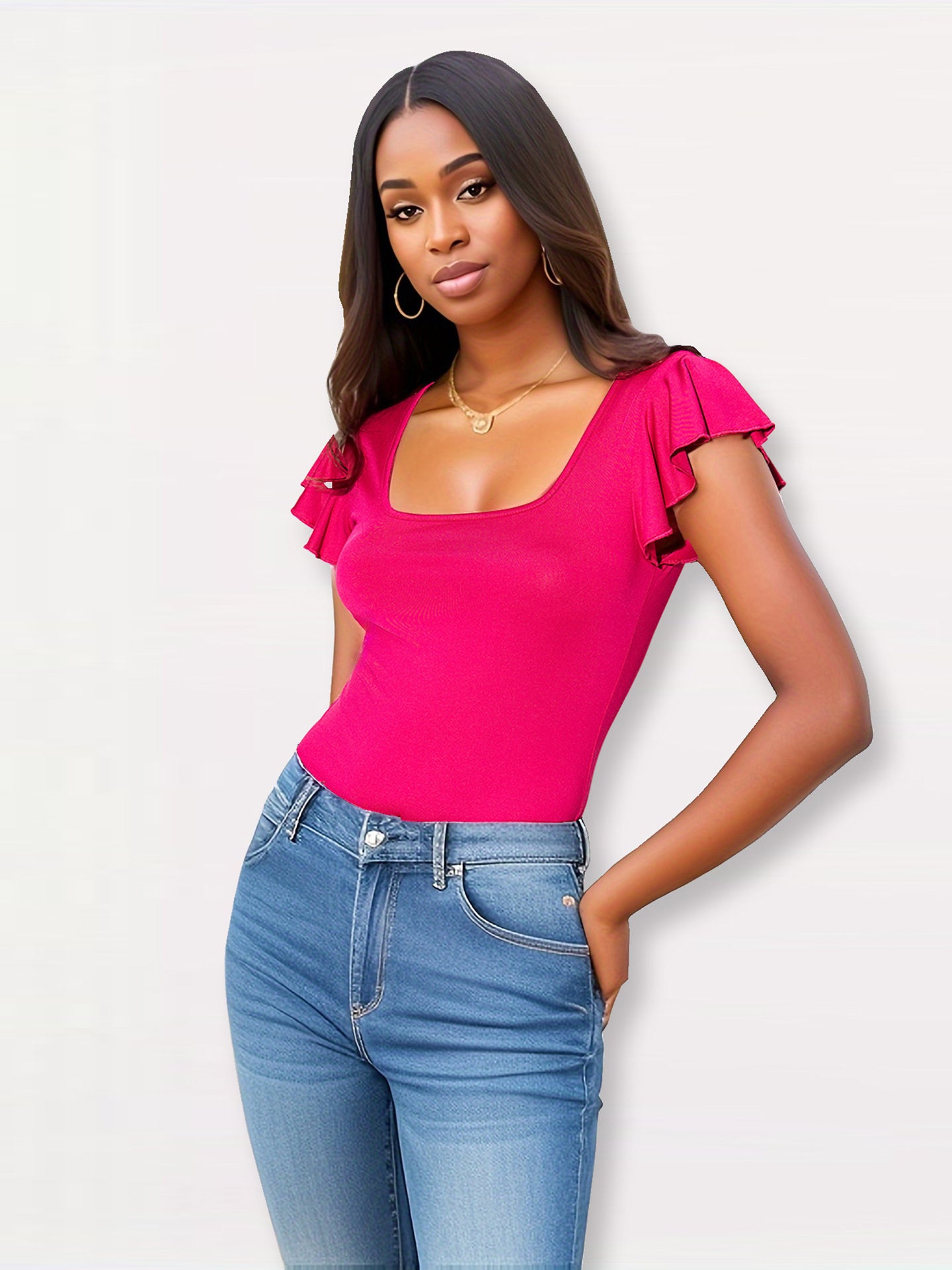 Women Solid Scoop Neck Top