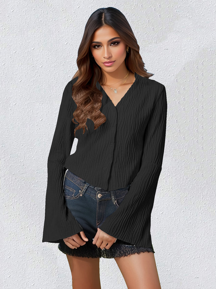 Solid Shirt Style Top