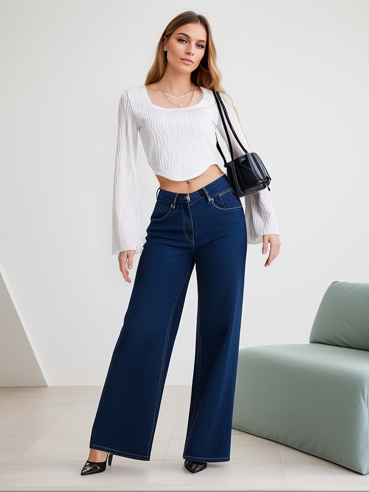 Self Design Crop Top