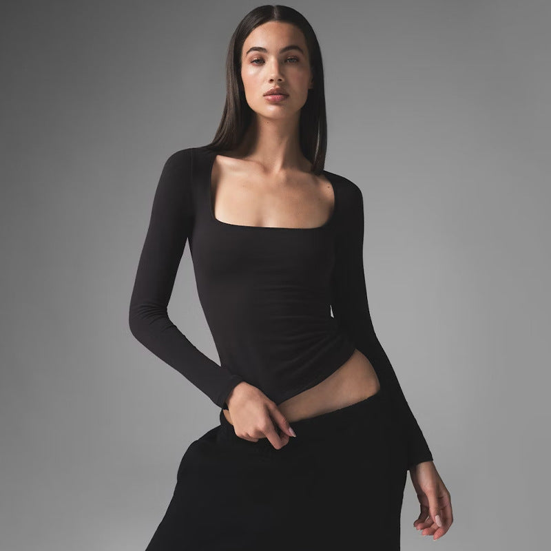 Ruched Extended Sleeves Fitted Crop Top