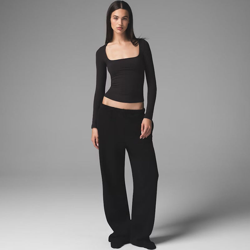 Ruched Extended Sleeves Fitted Crop Top