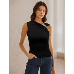 Women Mettalic Gathered Fitted Top