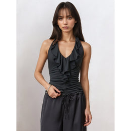 Women Halter Neck Ruffles Top