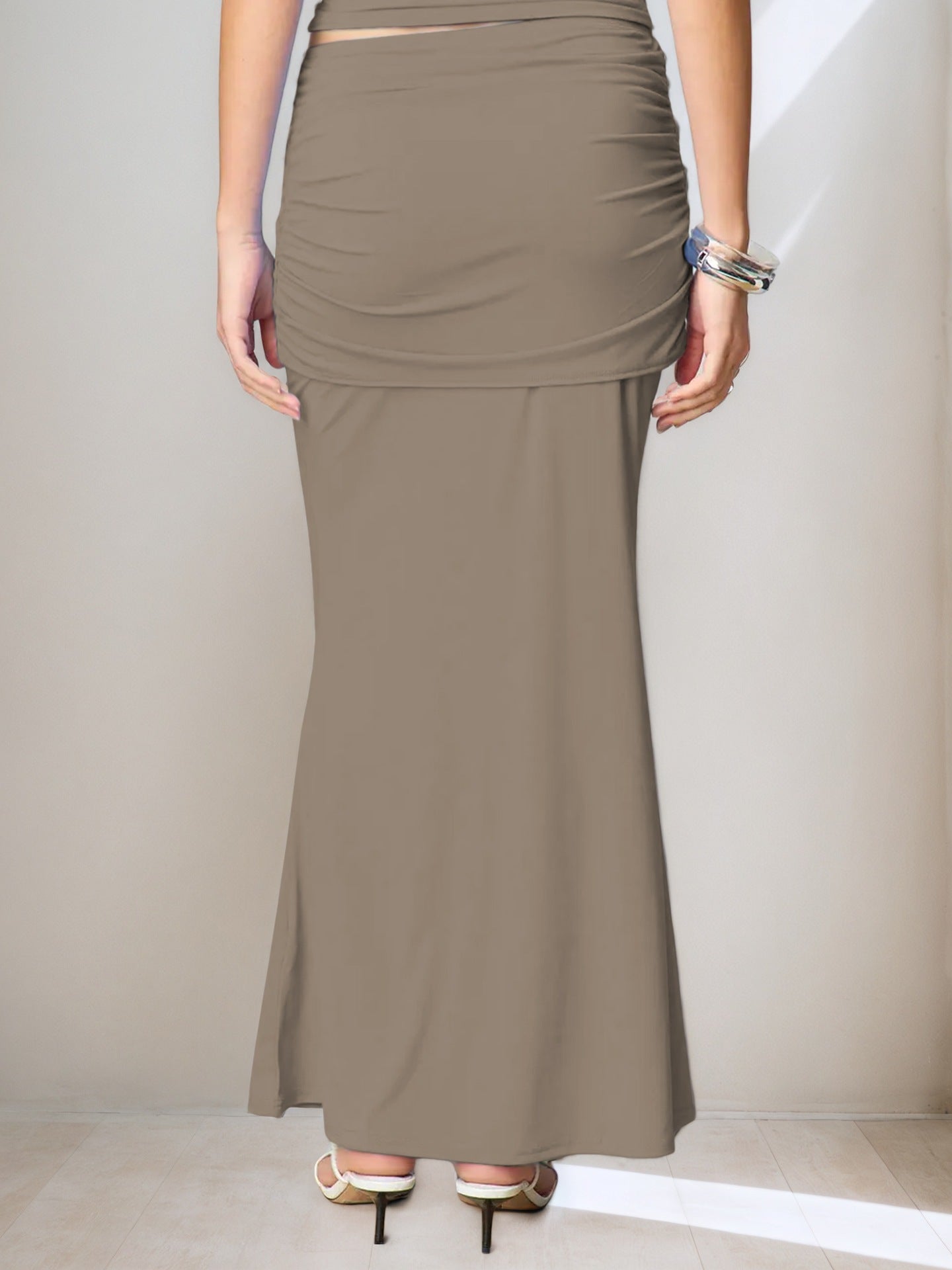 Draped A-Line Maxi Skirt