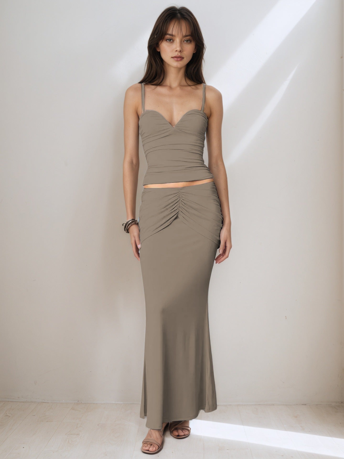 Draped A-Line Maxi Skirt