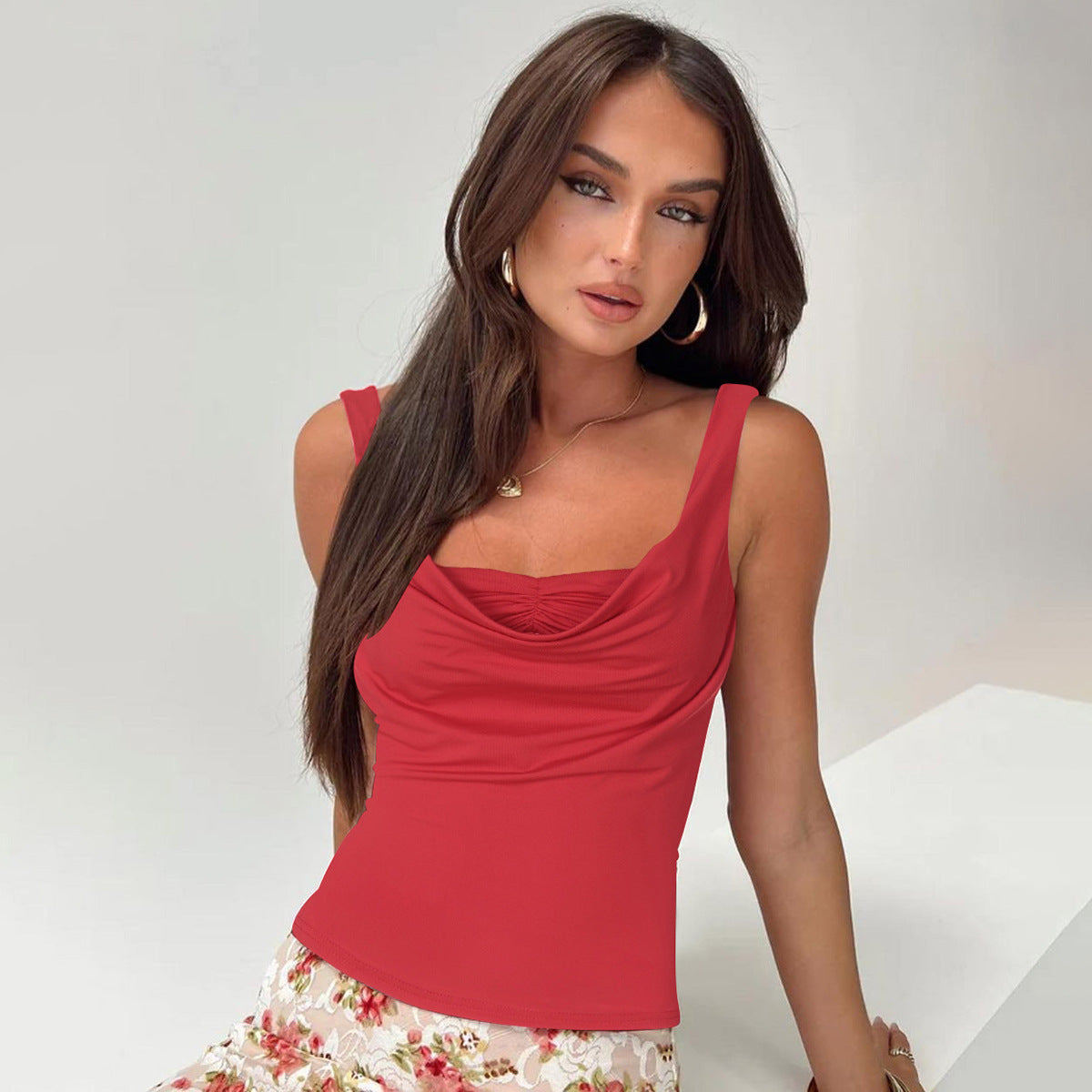 Women Cowl Neck Tank Top