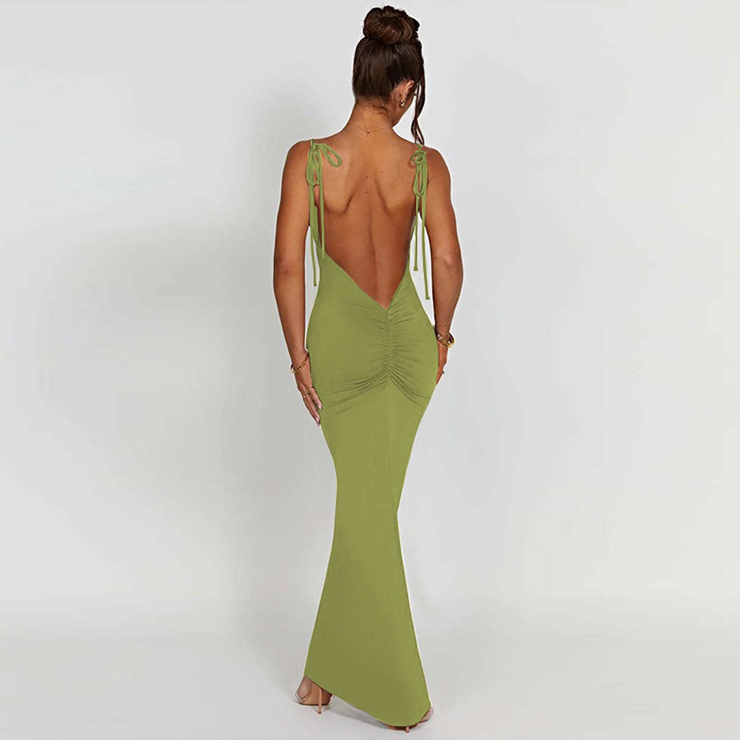 Women Solid Shoulder Straps Sleeveless Maxi Dress