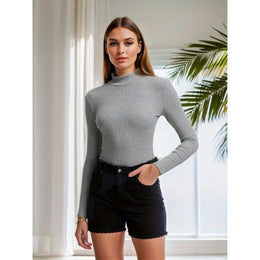 Women High Neck Long Sleeve Top