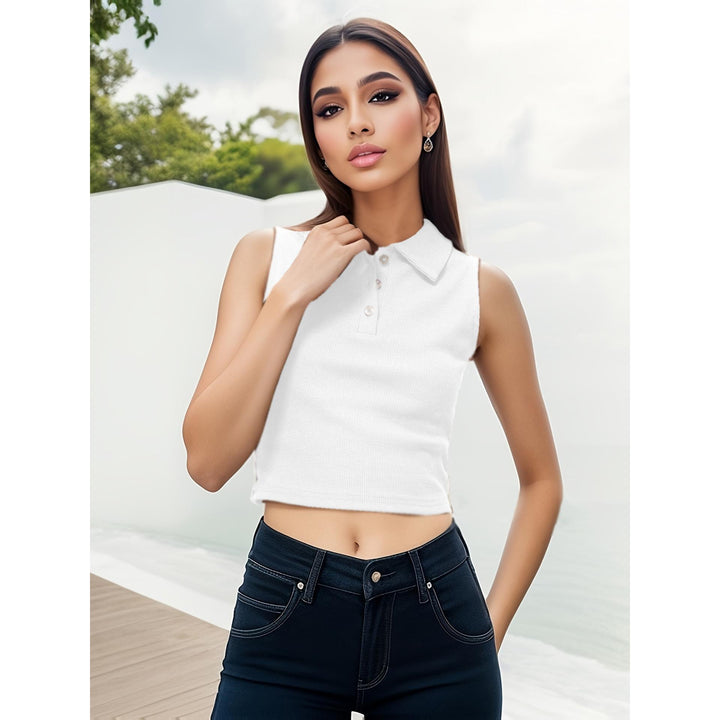 Women Solid Shirt Collar Cotton Top