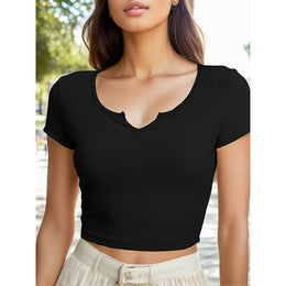 Women Solid Round Neck Viscose Rayon Top