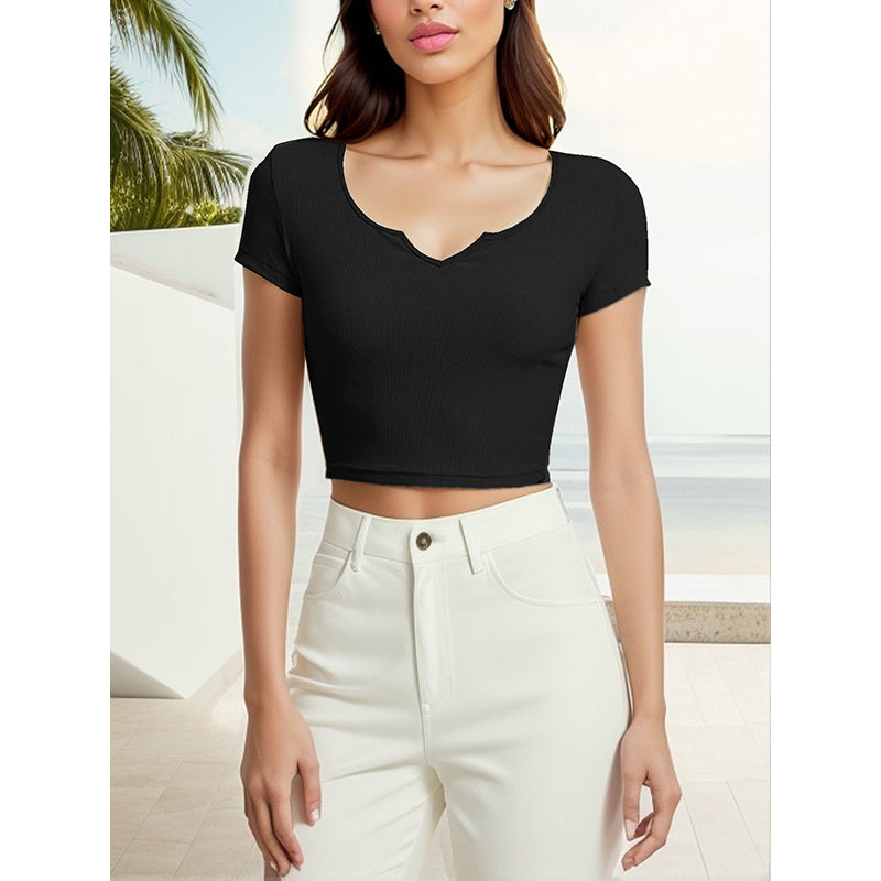Women Solid Round Neck Viscose Rayon Top