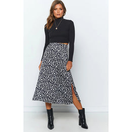 Animal Printed A-Line Midi Skirt