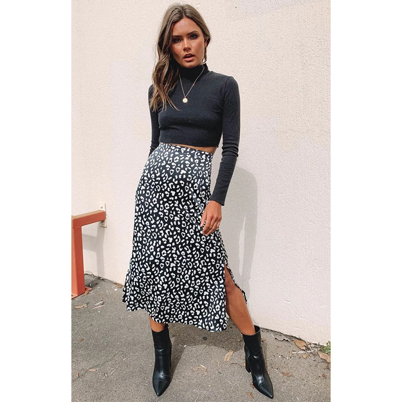 Animal Printed A-Line Midi Skirt
