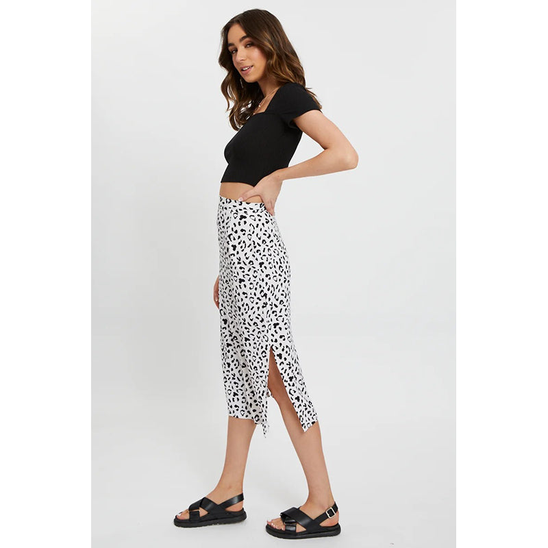 Printed Flared Midi Skirt