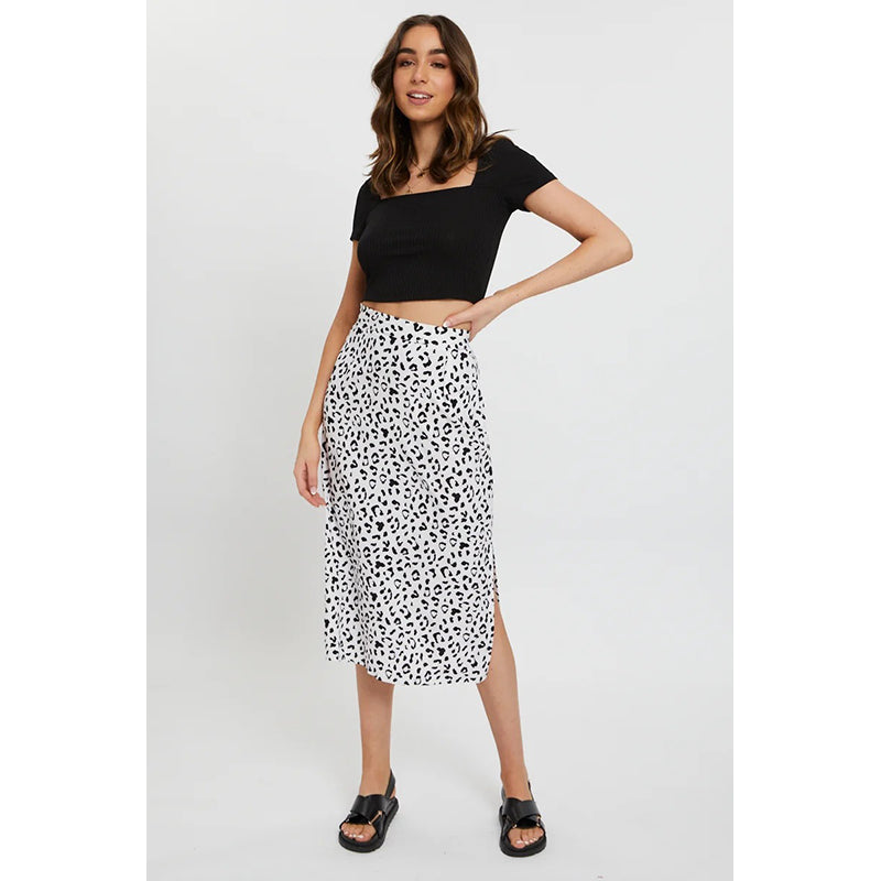 Printed Flared Midi Skirt
