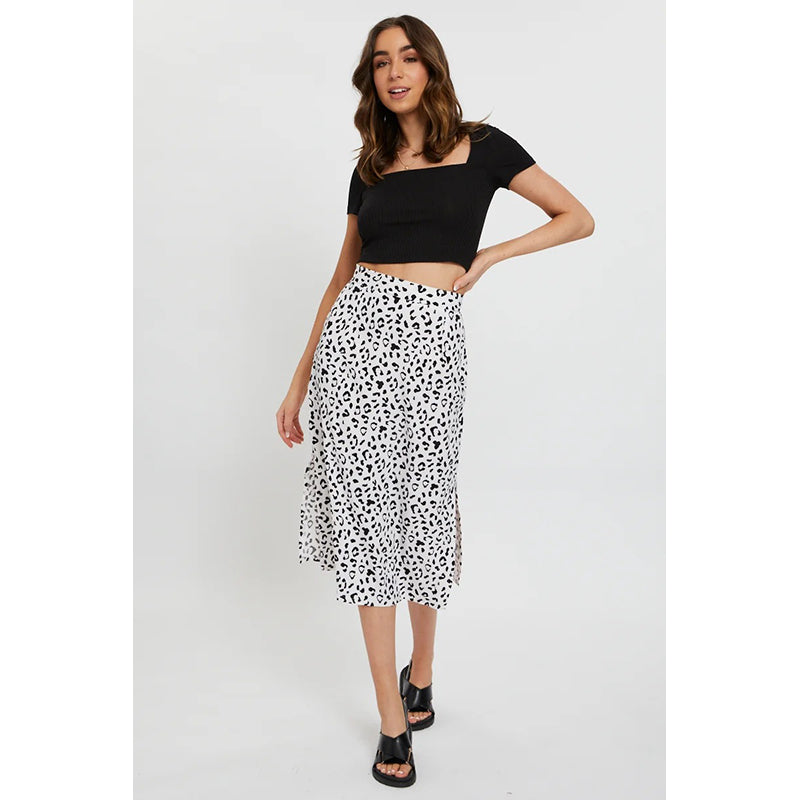 Printed Flared Midi Skirt