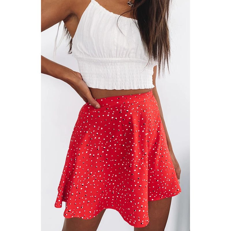 Women Printed Flared Mid Rise Mini Skirt