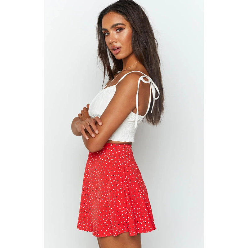 Women Printed Flared Mid Rise Mini Skirt