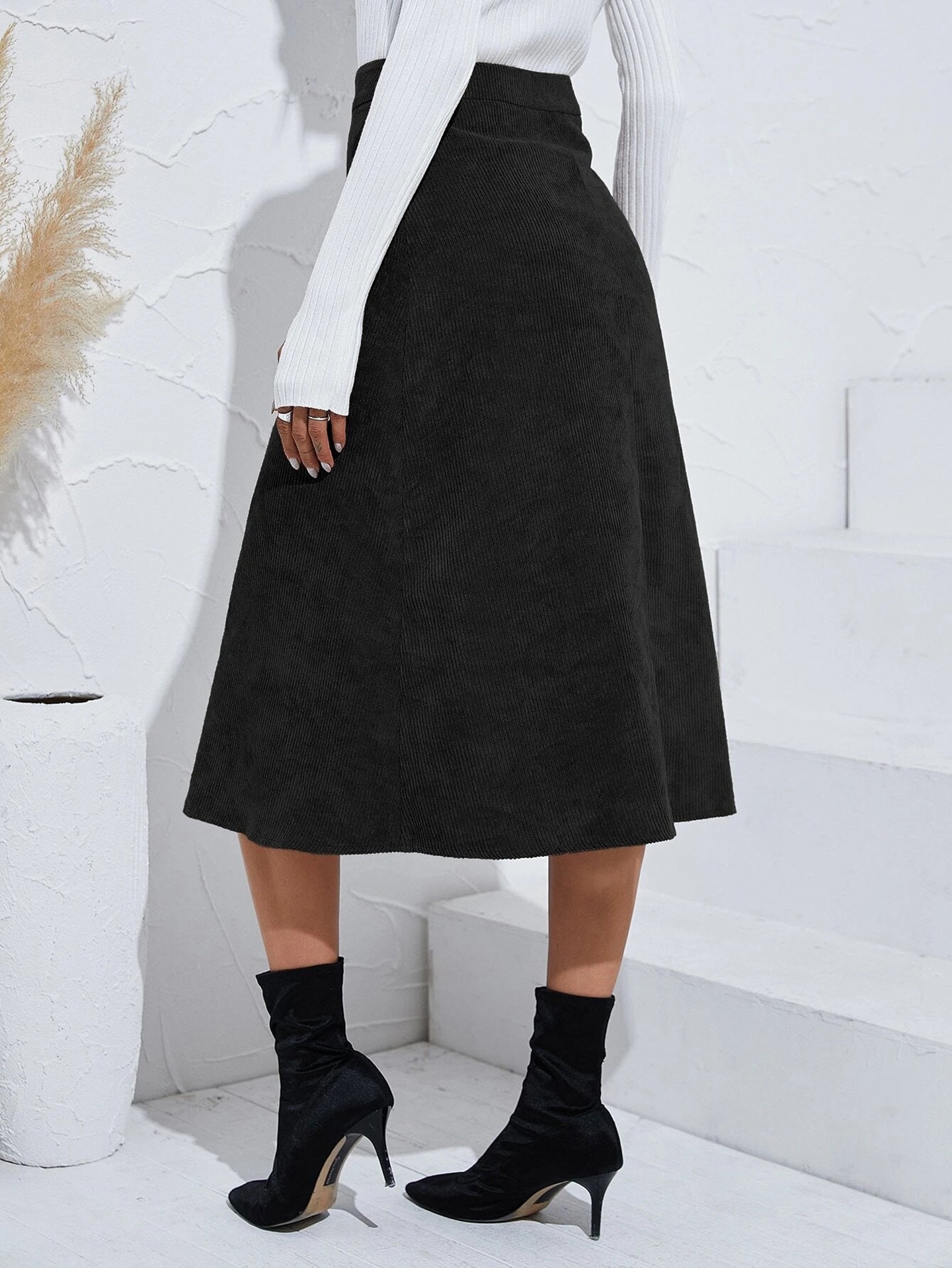 Women Button Up A-Line Skirt