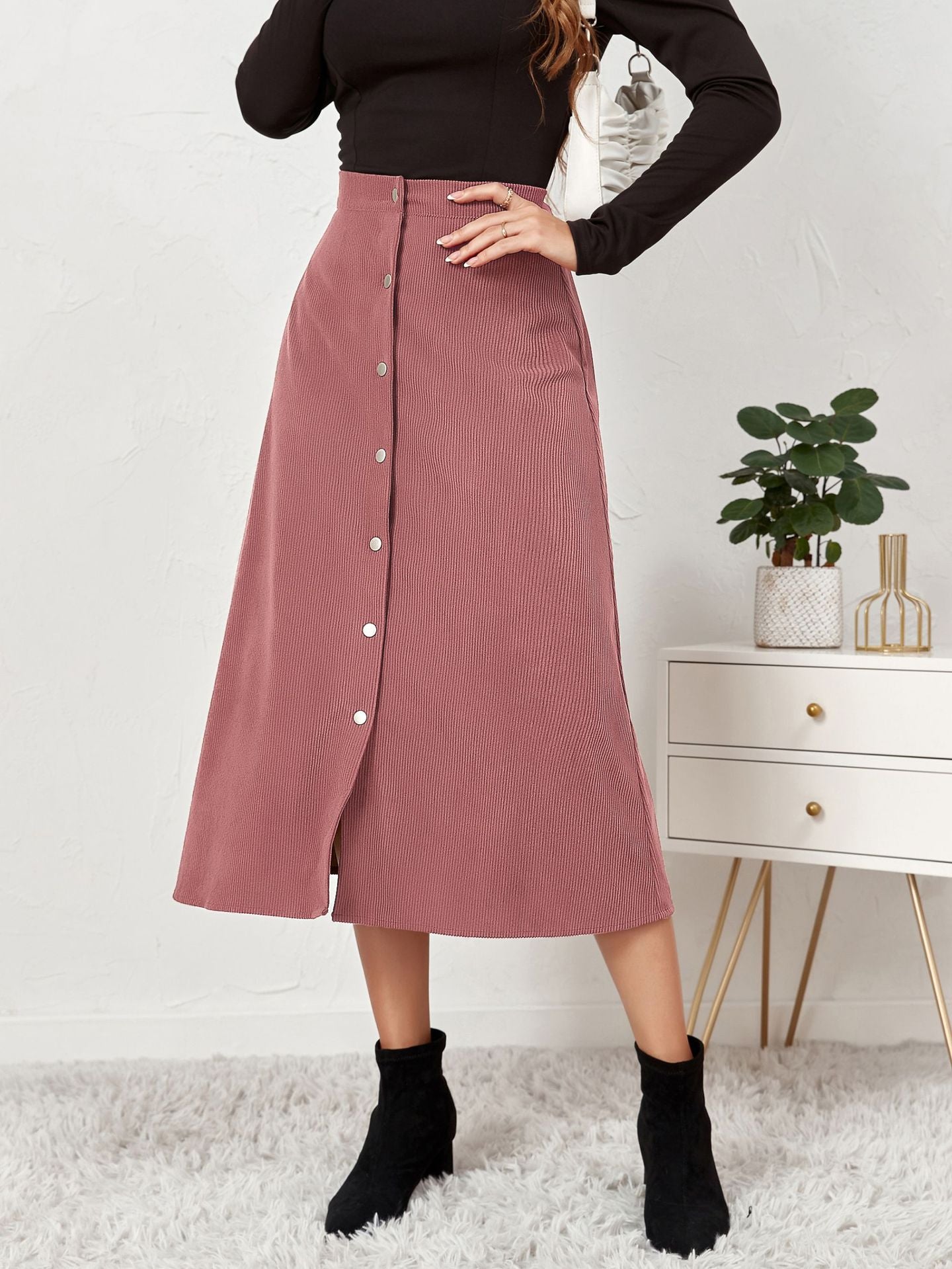 Women A-Line Midi Skirt