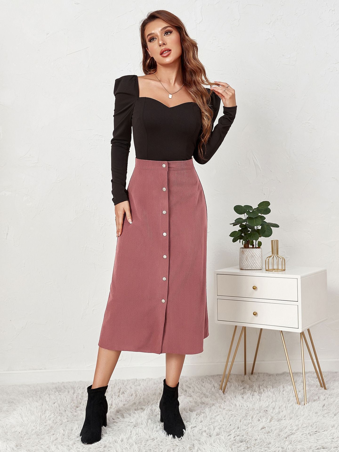 Women A-Line Midi Skirt