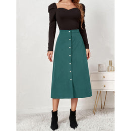 Women Button Up A-Line Skirt
