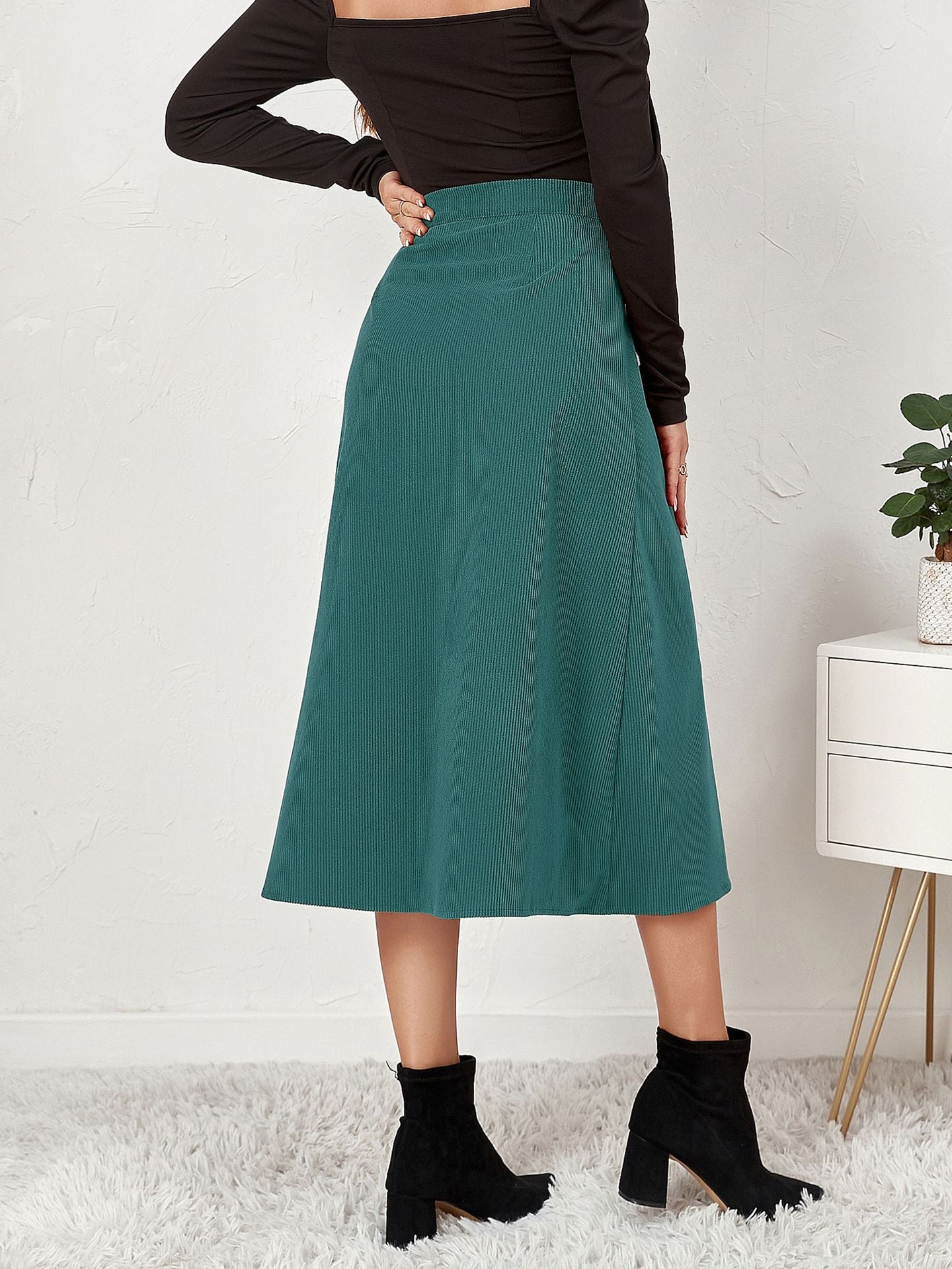 Women Button Up A-Line Skirt