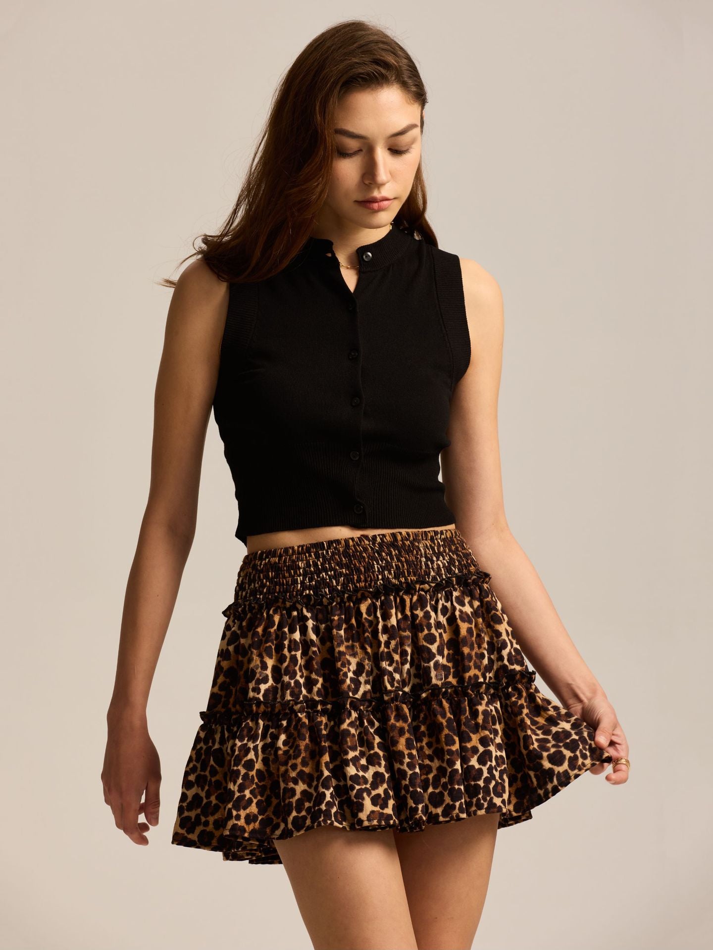 Printed Layered Mini Skirt