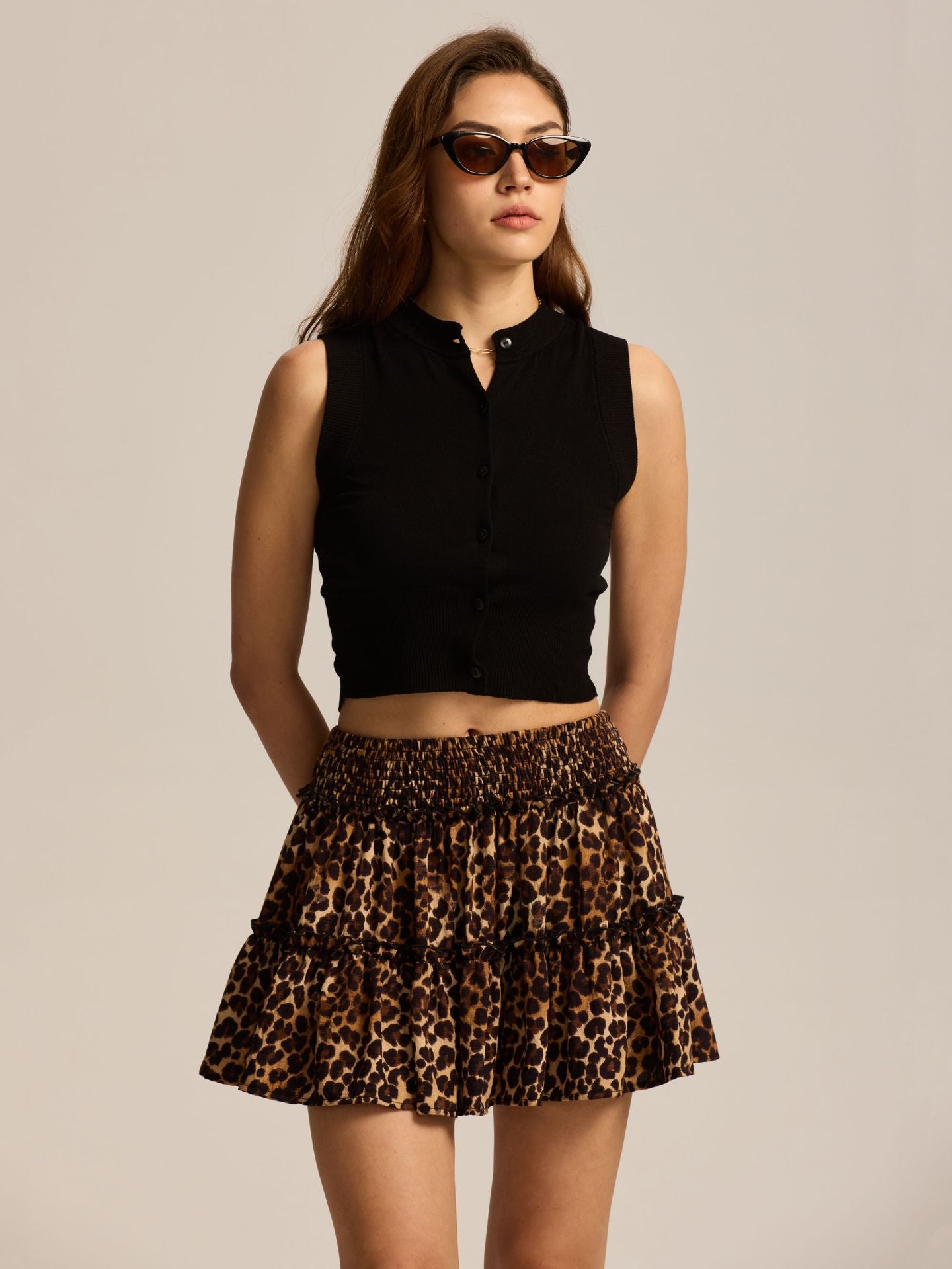 Printed Layered Mini Skirt
