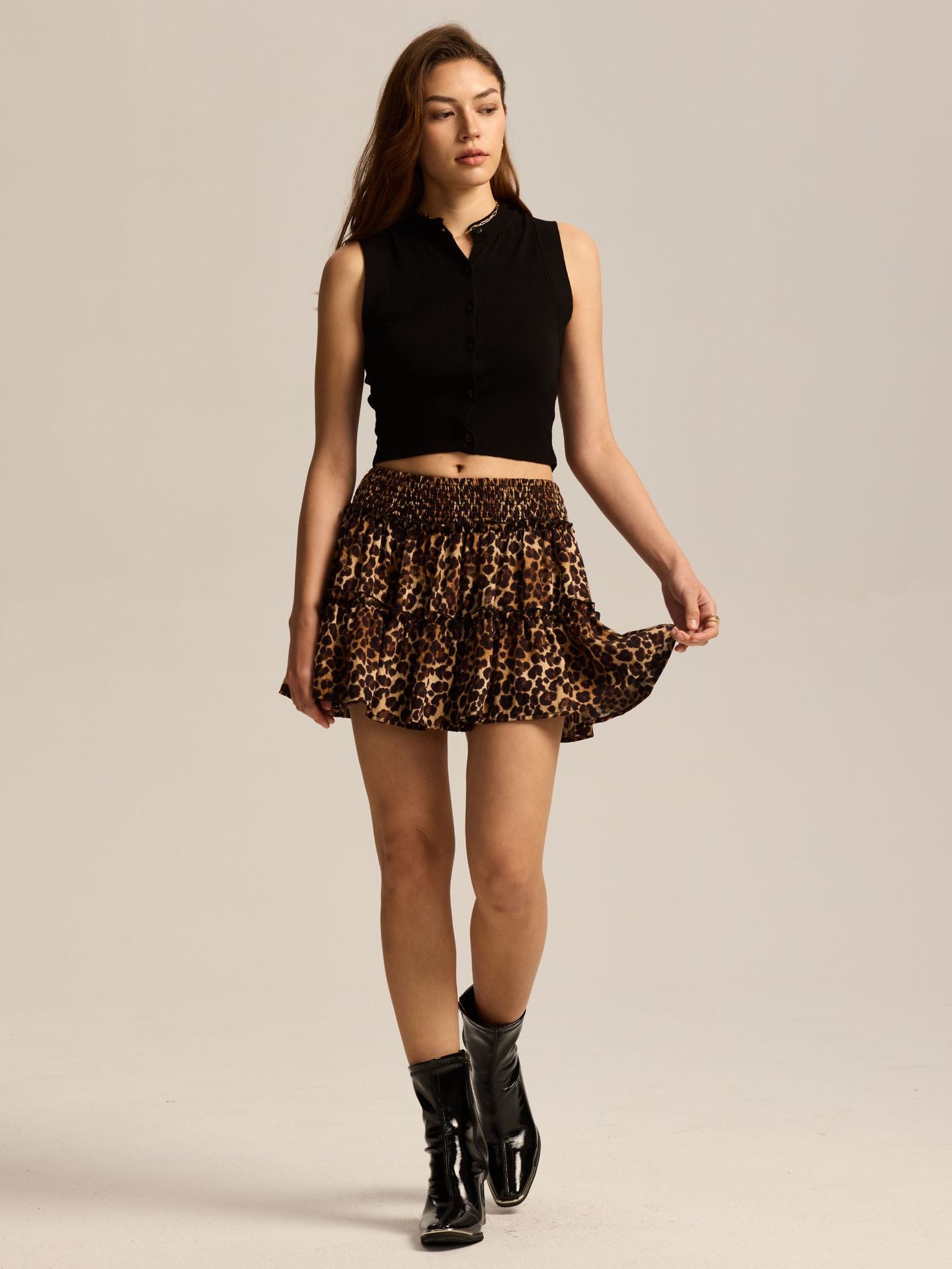 Printed Layered Mini Skirt