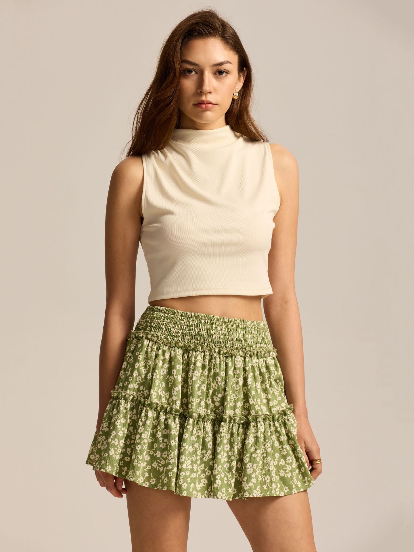 Printed Layered Mini Skirt