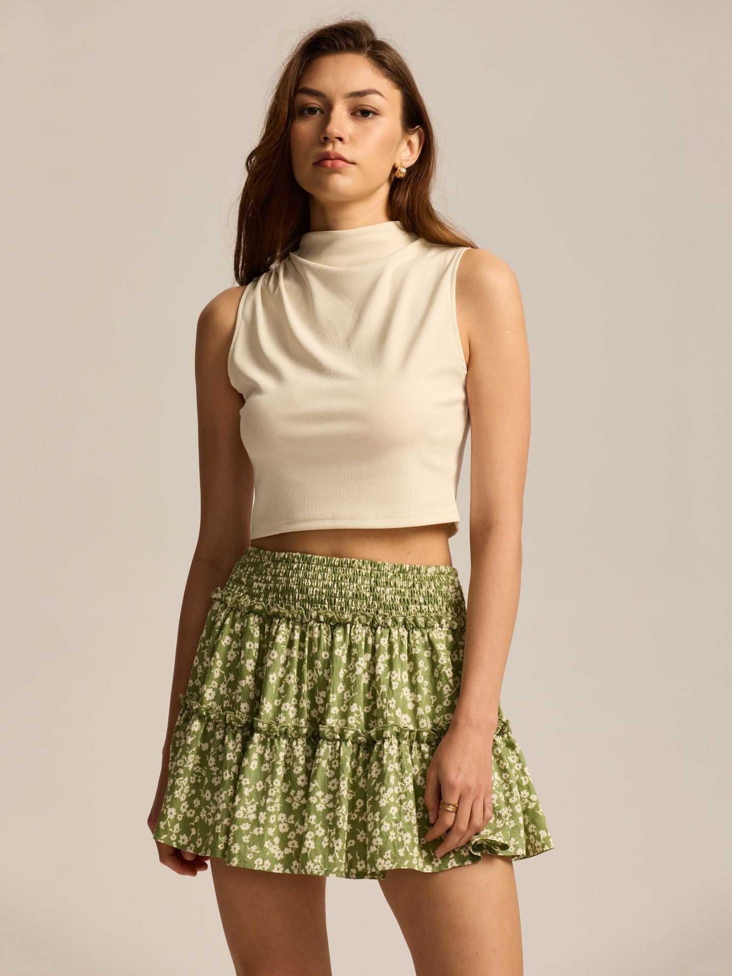 Printed Layered Mini Skirt