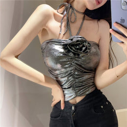 halter neck tie-ups crop top