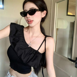 Women Ruffles Georgette Crop Top